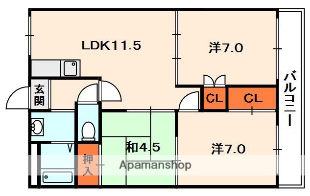 サンファーストウエダ(3LDK/1階)の間取り写真