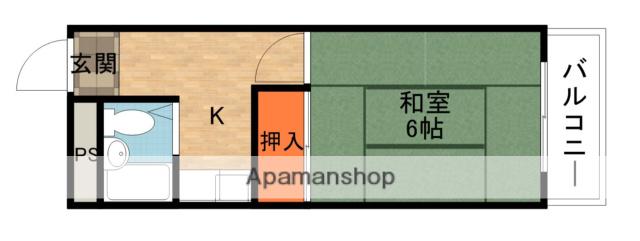 ハーモニーヒルズ桜丘(1K/5階)の間取り写真