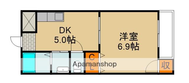 KTマンション(1DK/4階)の間取り写真