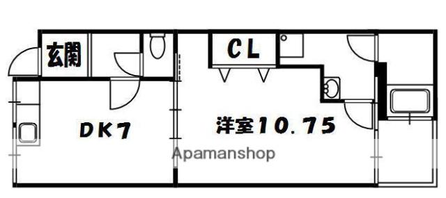 ＭＡＹＵＭＩハウス１５０号館　牧野下島町(1DK)の間取り写真