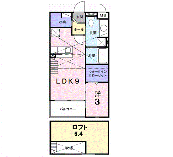 フレスクーラブリッサ(1LDK/2階)の間取り写真