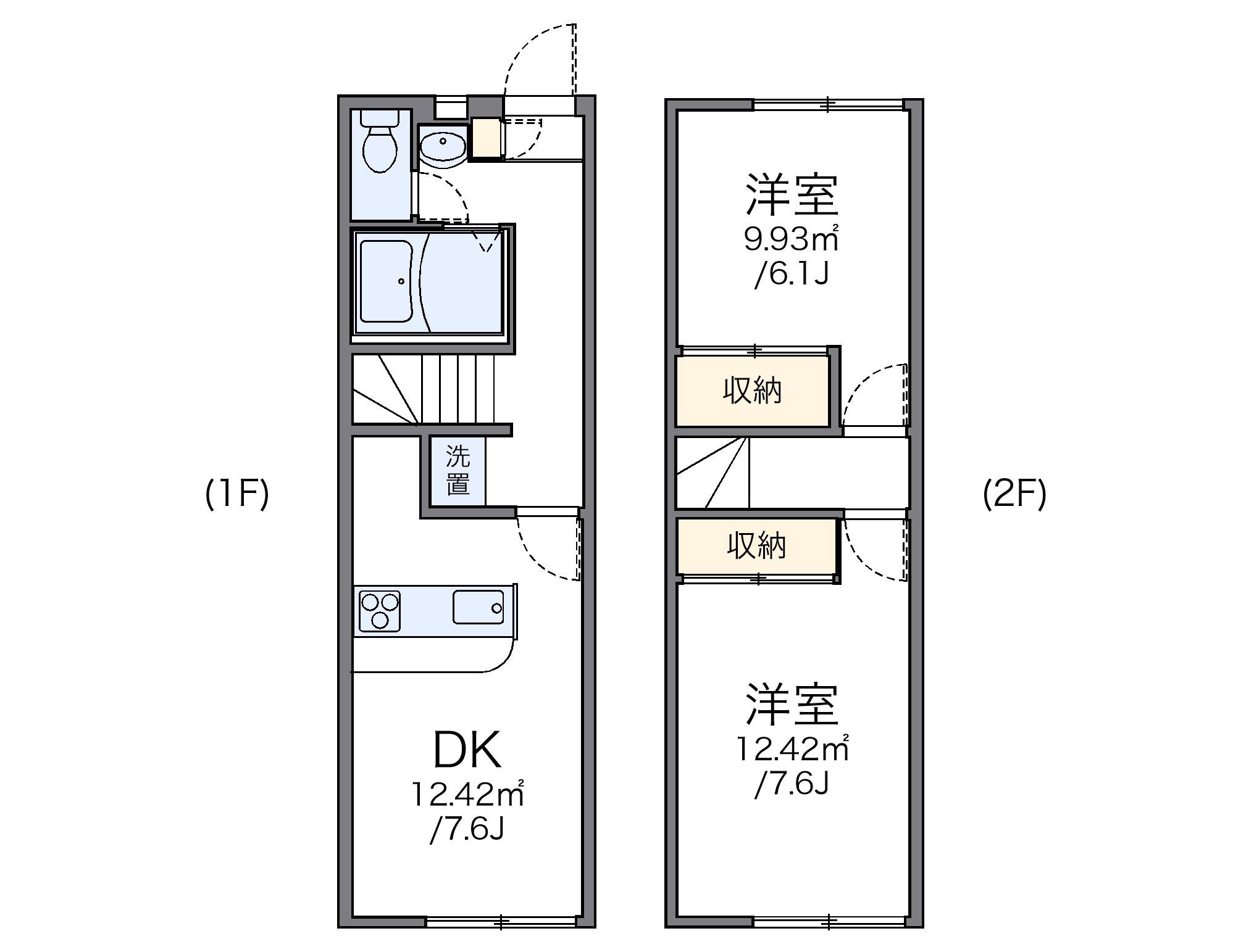レオパレスクレール(2DK/1階)の間取り写真