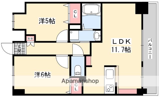 M PLAZA香里六番館(2LDK/8階)の間取り写真