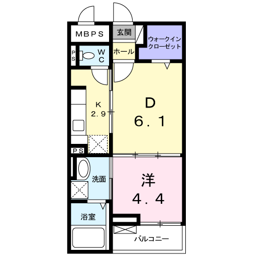 プログレNε(1DK/1階)の間取り写真