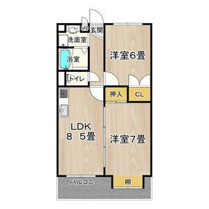 ブランドールM3(2LDK/6階)の間取り写真