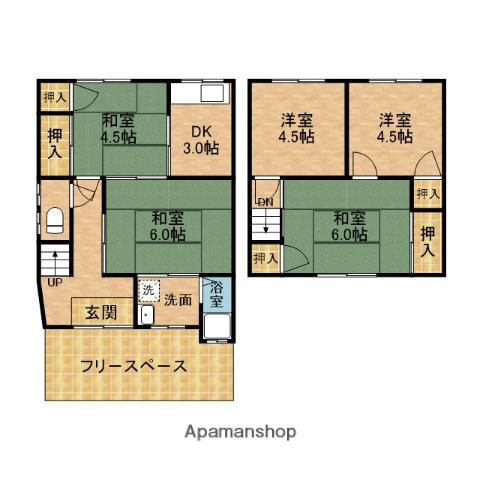 京阪電気鉄道京阪線 香里園駅 徒歩18分 2階建 築59年(4DK)の間取り写真