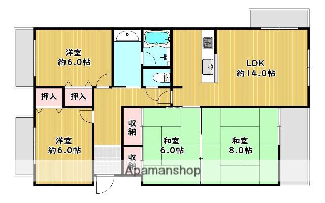 グリーンタウン東香里A棟(4LDK/4階)の間取り写真