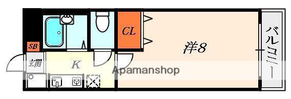 ボー・アルブル枚方長尾Ⅰ(1K/3階)の間取り写真