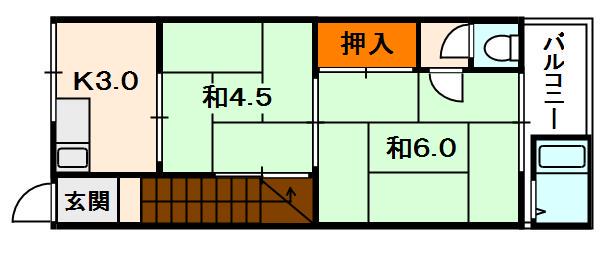 イオボヌール枚方(2K/2階)の間取り写真