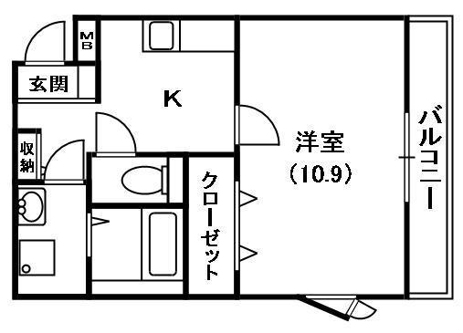 ヴァルムハイツ(1K/1階)の間取り写真