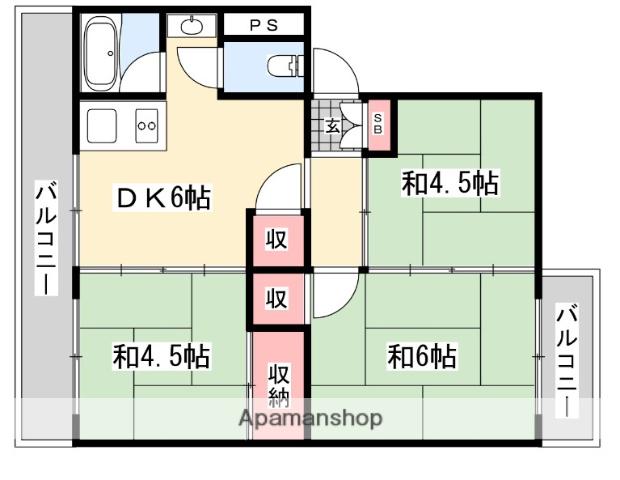 御殿山コーポC棟(3DK/1階)の間取り写真
