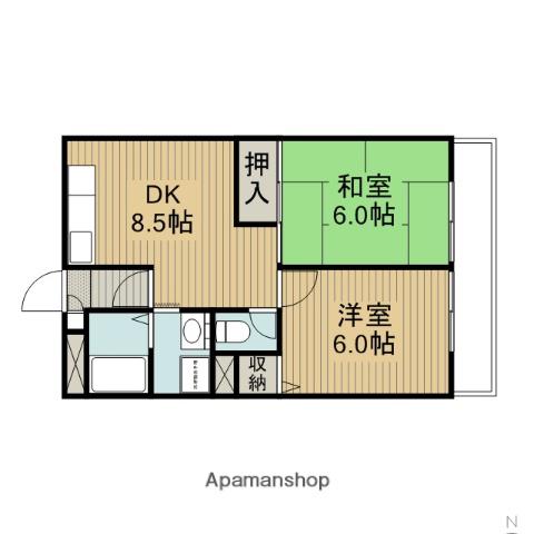 CONFORT SEKI(2DK/4階)の間取り写真