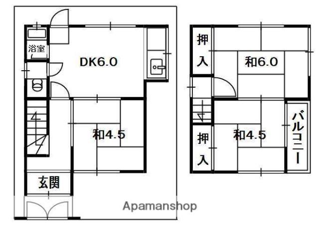 片町線 津田駅 徒歩10分 2階建 築50年(3DK)の間取り写真