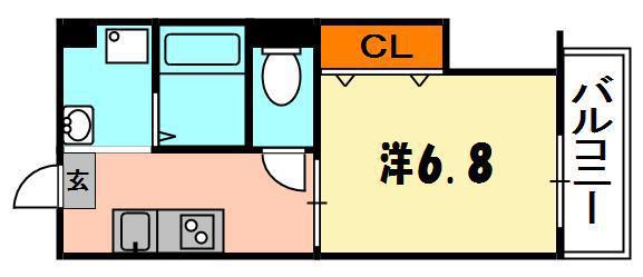 パルディナカダⅢ(1K/3階)の間取り写真