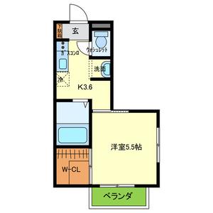 マハロハイツ(1K/2階)の間取り写真