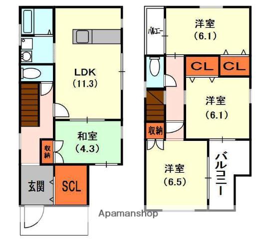 京阪電気鉄道京阪線 萱島駅 徒歩14分 2階建 築10年(4LDK)の間取り写真