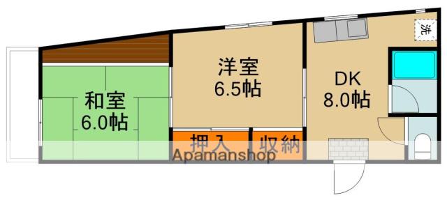 サングリーン有持(2DK/5階)の間取り写真