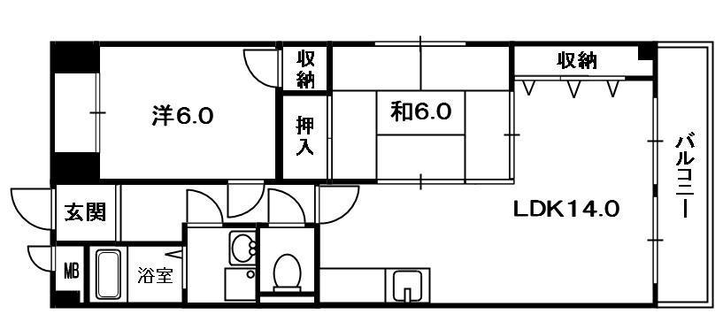 サンガーデンヨコヤマ(2LDK/4階)の間取り写真