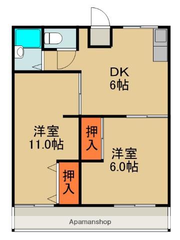 エヌハイツ(2DK/2階)の間取り写真