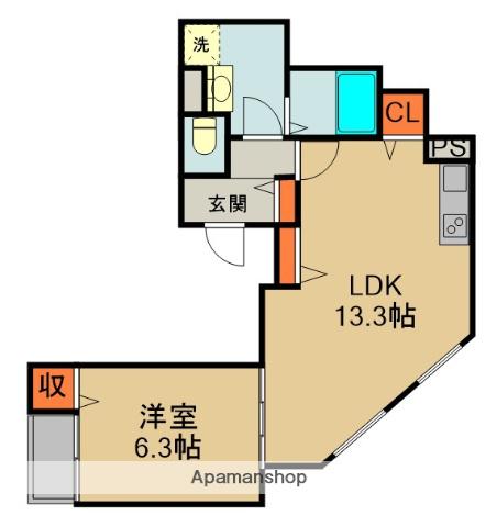 クリエオーレ淀江町(1LDK/2階)の間取り写真