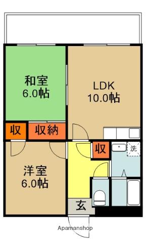 ハイパレス梶(2LDK/3階)の間取り写真