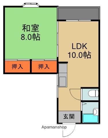 大久保大喜マンション(2DK/3階)の間取り写真