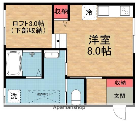 キャルムコート交野(ワンルーム/2階)の間取り写真