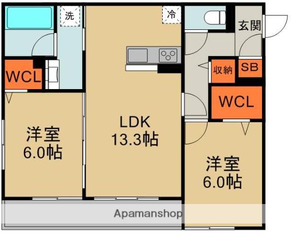 PINE ST(2LDK/3階)の間取り写真