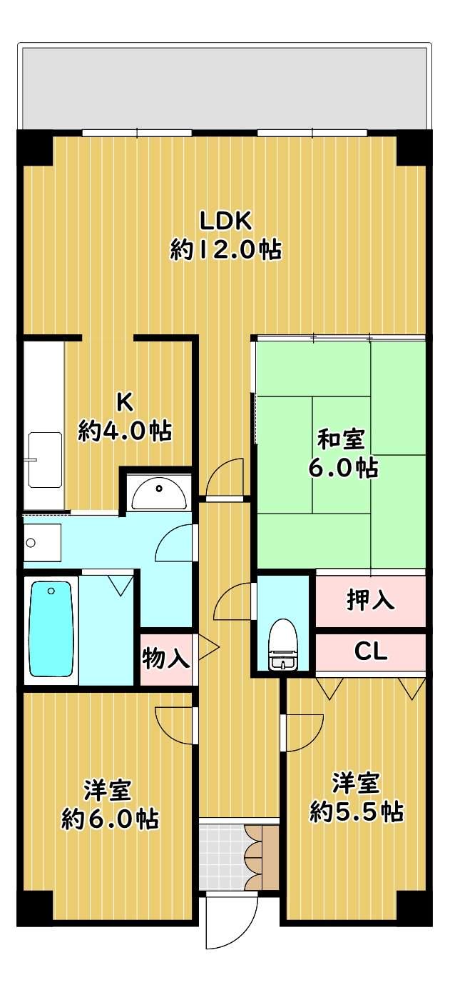 PHOENIX COURT 交野I(3LDK/1階)の間取り写真