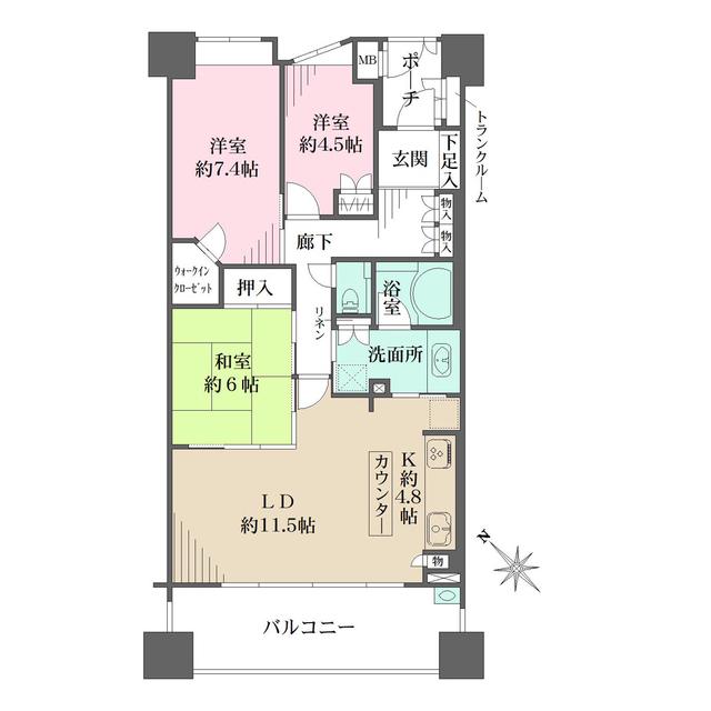 グランオーパス C棟(3LDK/2階)の間取り写真