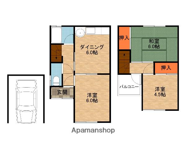 片町線 長尾駅(大阪) 徒歩22分 3階建 築46年(3DK)の間取り写真