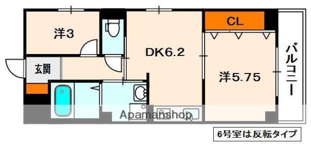ΑクラージュくずはⅢ(2DK/4階)の間取り写真