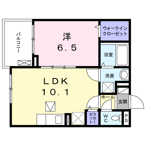 ココプラザ神原(1LDK/1階)の間取り写真