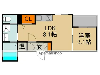 GRANDIR西三荘(1LDK/3階)の間取り写真