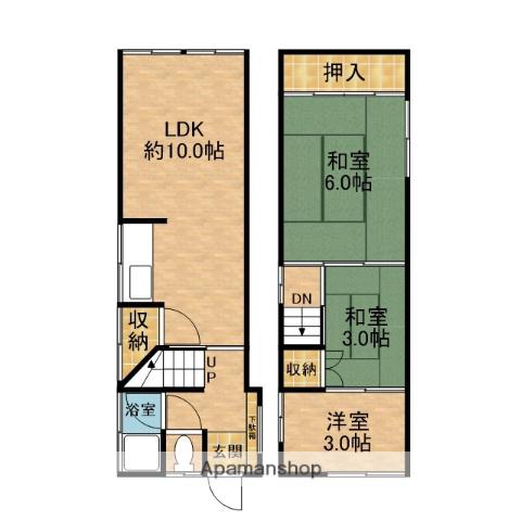 京阪電気鉄道京阪線 香里園駅 徒歩10分 2階建 築58年(3LDK)の間取り写真