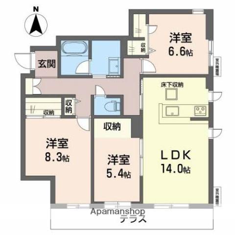 シャーメゾン アーモンド(3LDK/1階)の間取り写真