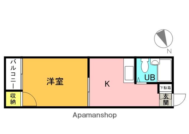 シップス甲斐田2(1K/1階)の間取り写真
