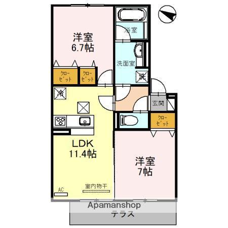 D-ROOM YOU(2LDK/1階)の間取り写真
