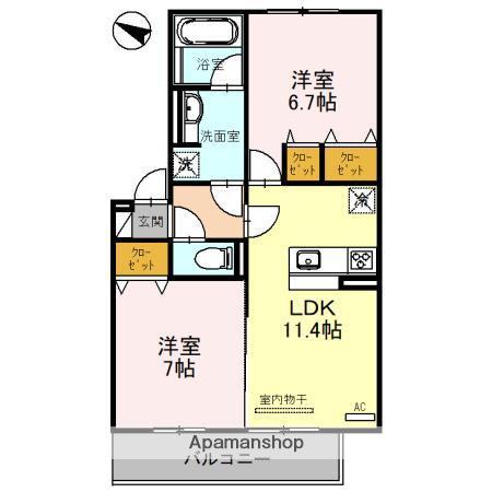 D-ROOM YOU(2LDK/2階)の間取り写真