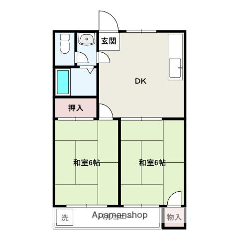 カトレヤマンション(2DK/5階)の間取り写真