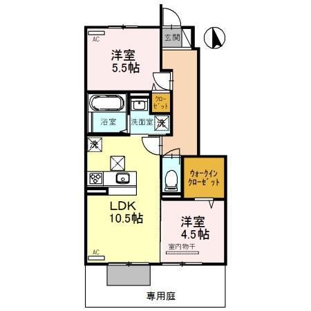 フレスコ西扇(2LDK/1階)の間取り写真