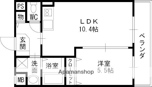 サンサーラ日光(1LDK/2階)の間取り写真