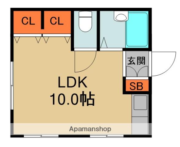 ハイツラポール(ワンルーム/1階)の間取り写真