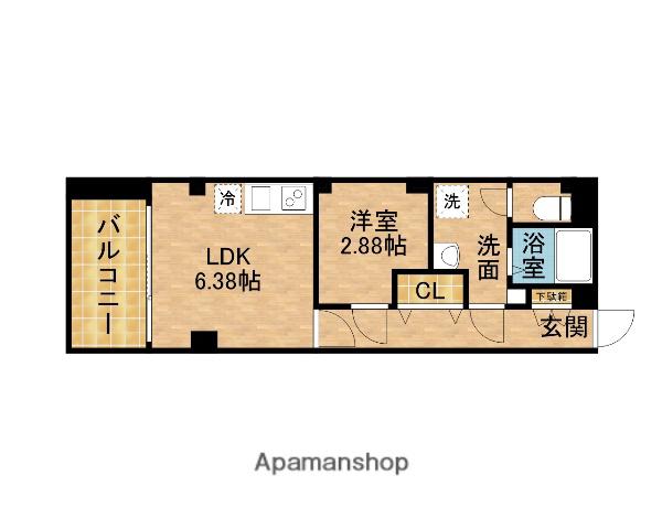 FLAT HOSHIDA(1DK/4階)の間取り写真