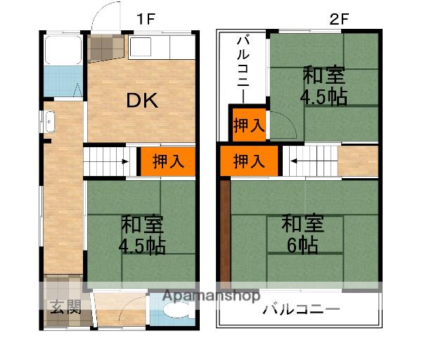 西野貸家(3DK)の間取り写真