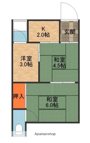 山城荘(3DK/1階)の間取り写真