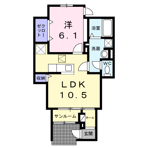 ラ・ヴィータ南門真Ⅰ(1LDK/1階)の間取り写真