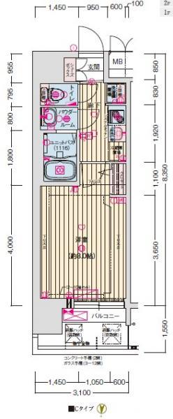 プレサンスNEO大和田STATIONベゼル(1K/3階)の間取り写真