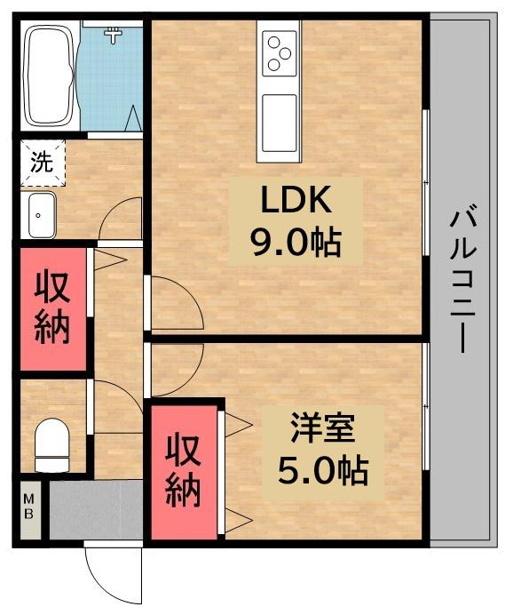 CHOU CHOU KUZUHA ASAHI(1LDK/1階)の間取り写真