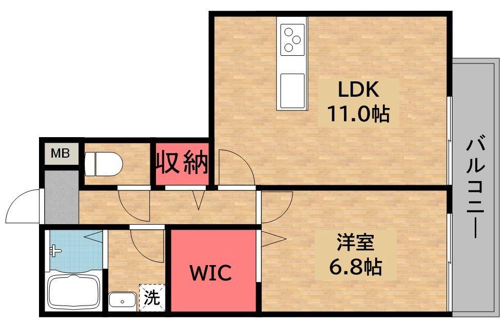 CHOU CHOU KUZUHA ASAHI(1LDK/1階)の間取り写真
